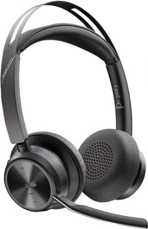 Poly Voyager Focus 2 MS Teams Wireless Headset, Bluetooth, USB-C/A Adapter, Charging stand, Black