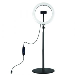 LED Ring Lamp 26cm With Desktop Mount 25.5-140.7cm, USB | PKT3039