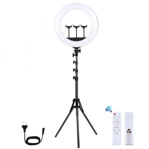 LED Ring Lamp 46cm with Tripod Stand up to 1.8m, 3 Phone Clamps, USB | PKT3102EU
