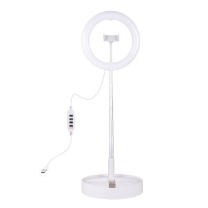 LED Ring Lamp 26cm with Folding Desktop Holder up to 138cm, USB | PU480W