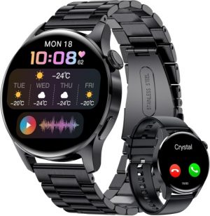 Ecost Customer Return LIGE Men's Smartwatch 1.32 Inch with Phone Function, Android, Black