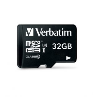Verbatim 47041 Pro U3 Micro SDHC Memory Card 32GB + microSD to SD Adapter Verbatim 47041 Pro U3 Micro SDHC Memory Card 32GB + microSD to SD Adapter