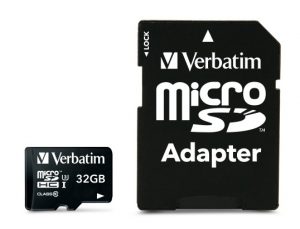Verbatim 47041 Pro U3 Micro SDHC Memory Card 32GB + microSD to SD Adapter