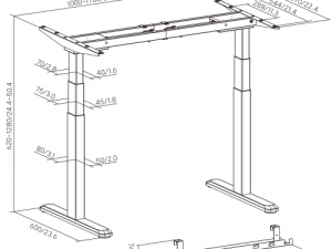 Adjustable Height Table Frame Up Up Thor, Black
