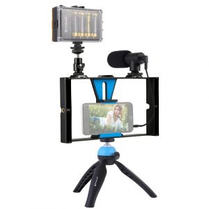 Blogging Smartphone Video Rig (LED Light, Tripod Mount, Phone Holder, Mic) | PKT3023