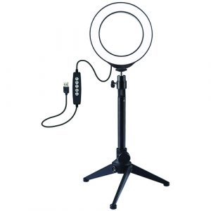 LED Ring Lamp 12cm With Desktop Tripod Mount Up To 24.5cm, USB, RGBW | PKT3049B