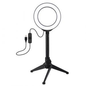 LED Ring Lamp 12cm with Desktop Tripod Mount up to 21.8cm, USB | PKT3084B