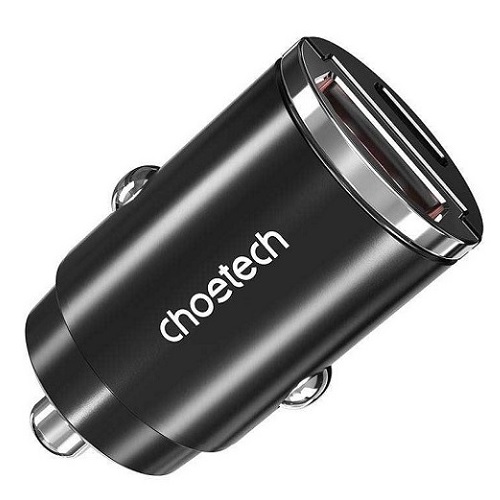 Charger CHOETECH USB-C, USB-A: 12-24V, 30W