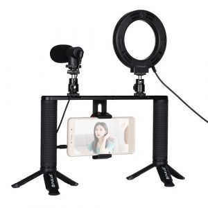 Blogging Smartphone Video Rig (LED Ring Light, Tripod Mount, Phone Holder, Mic) | PKT3028