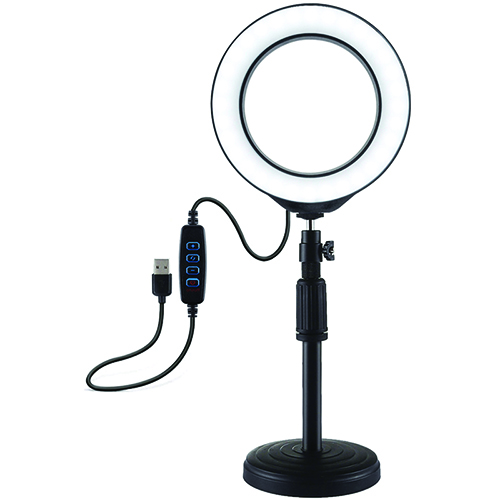 PU392img LED Ring Lamp 16cm With Desktop Mount 18-28cm, USB | PU392
