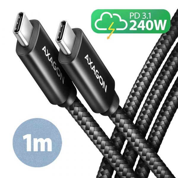 92fb08fe-890a-46b7-a4ce-40d70cde53cd.jpeg CABLE USB-C TO USB-C 1M 240W/BRAID BLK BUCM2-CM10AB AXAGON