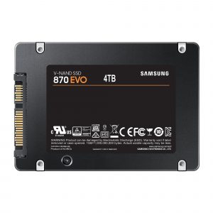 SSD|SAMSUNG|870 EVO|4TB|SATA|SATA 3.0|MLC|Write speed 530 MBytes/sec|Read speed 560 MBytes/sec|2,5"|TBW 2400 TB|MTBF 1500000 hours|MZ-77E4T0B/EU